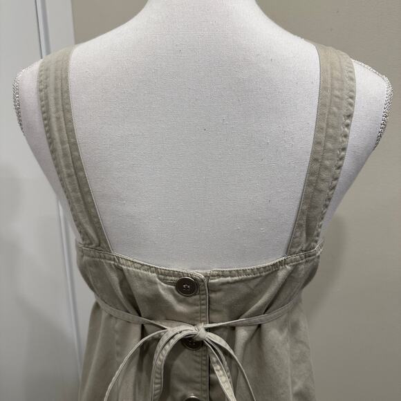 Sag Harbor Vintage 90s Khaki Overall Midi Teacher Dress Jumper Pinafore Cottage - Picture 7 of 10